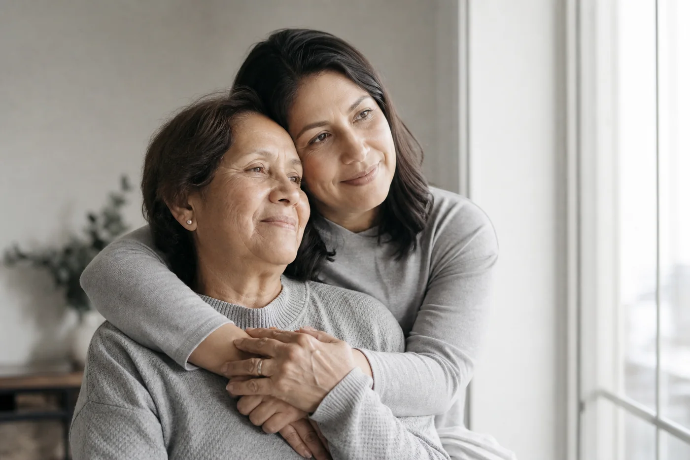 Madre e hija compartiendo un abrazo